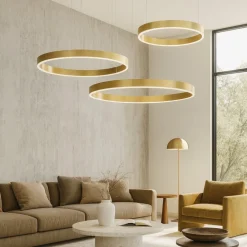 Lampadari Moderni-Selezionato da Mazzolaluce Lampadario 3 cerchi moderni oro led 181w 3000k per soggiorno