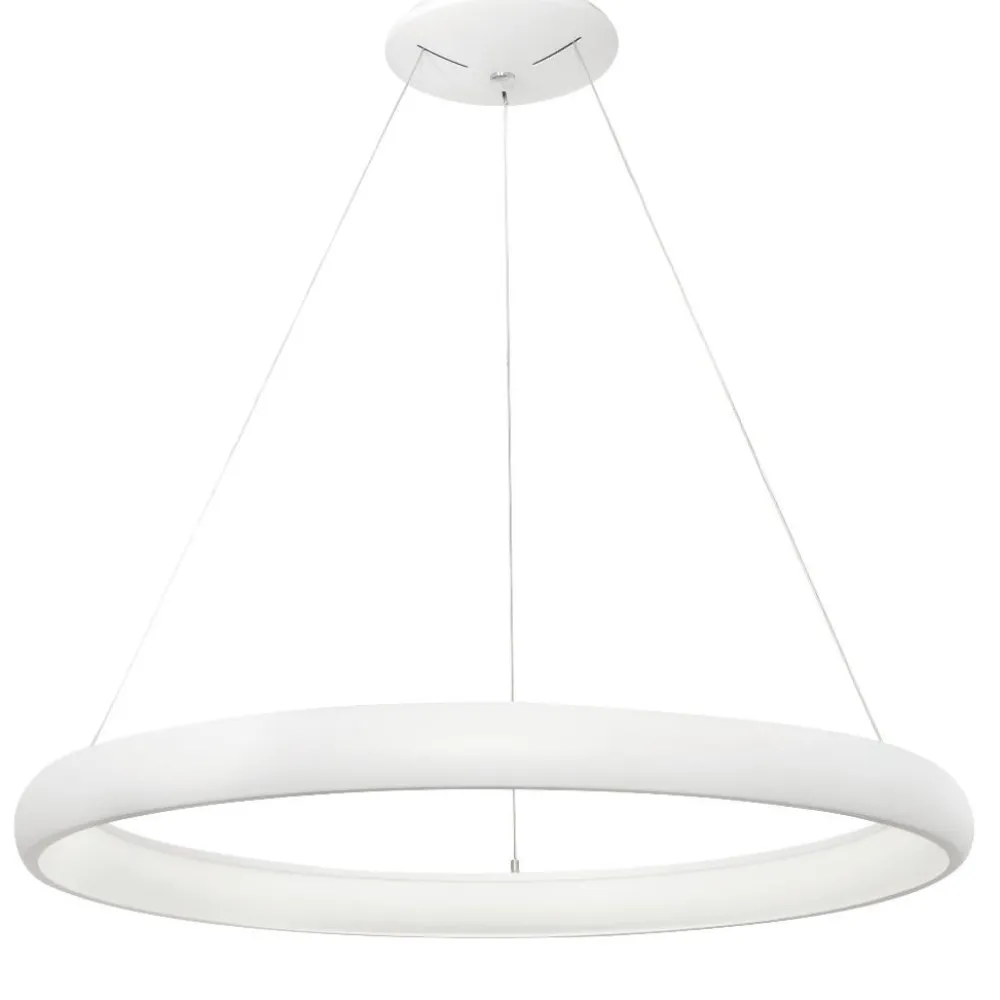 Lampadari Moderni-Selezionato da Mazzolaluce Lampadario cerchio anello moderno bianco led 80w 3000k dimmerabile 81 cm