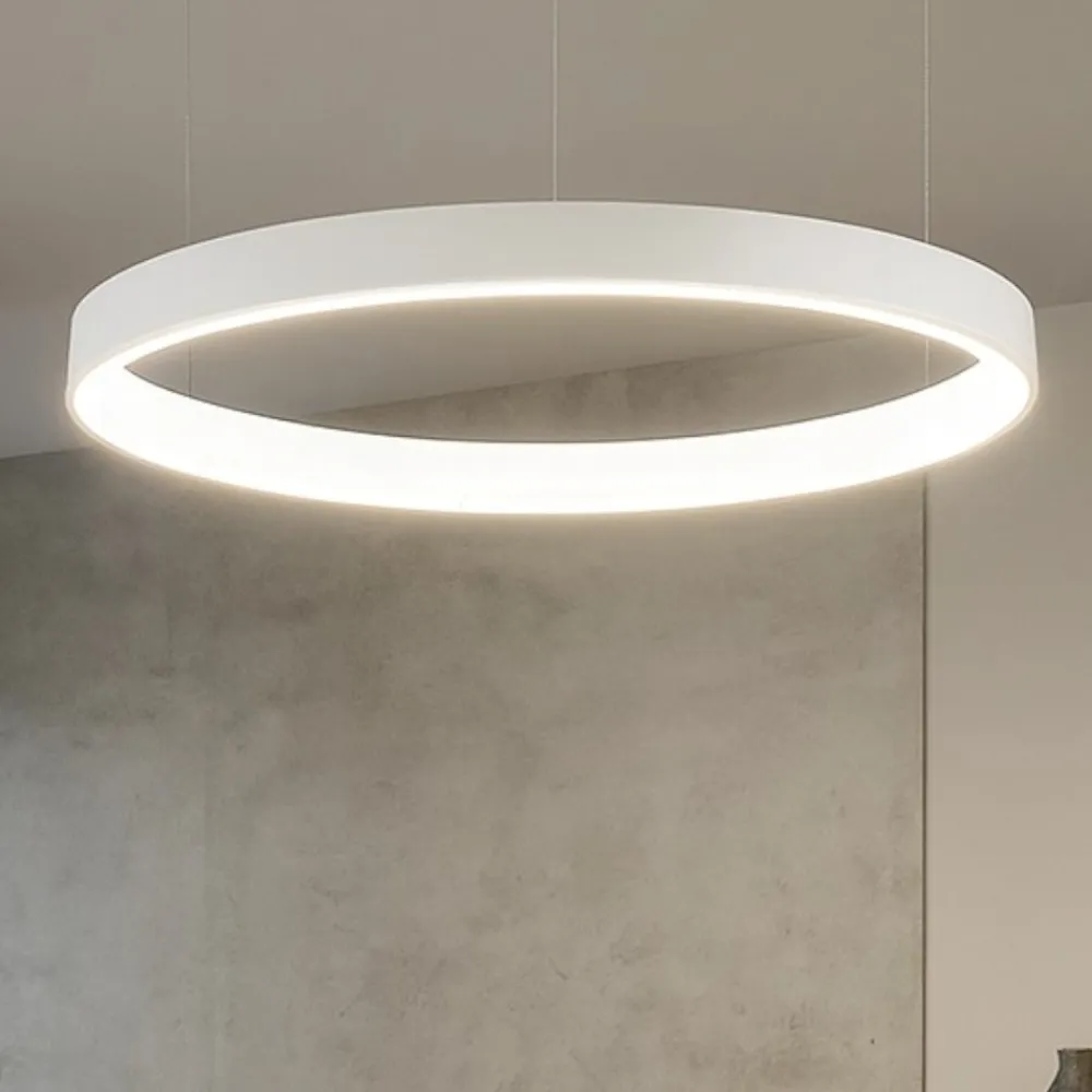 Lampadari Moderni-Selezionato da Mazzolaluce Lampadario cerchio bianco 60cm led 3000k dimmerabile