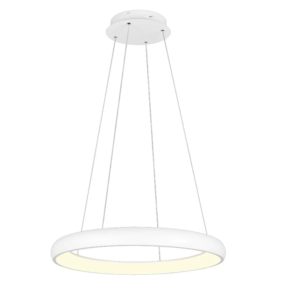 Lampadari Moderni-Selezionato da Mazzolaluce Lampadario cerchio bianco 75cm sospensione moderna per soggiorno