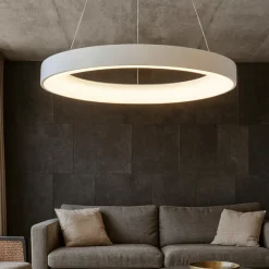 Lampadari Moderni-Selezionato da Mazzolaluce Lampadario cerchio bianco 60cm led dimmerabile 3000k