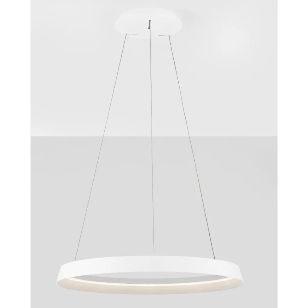 Lampadari Moderni-Selezionato da Mazzolaluce Lampadario cerchio bianco 60cm led 52w 2700k 3000k dimmerabile