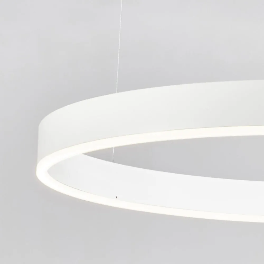 Lampadari Moderni-Selezionato da Mazzolaluce Lampadario cerchio bianco 80cm led 3000k dimmerabile