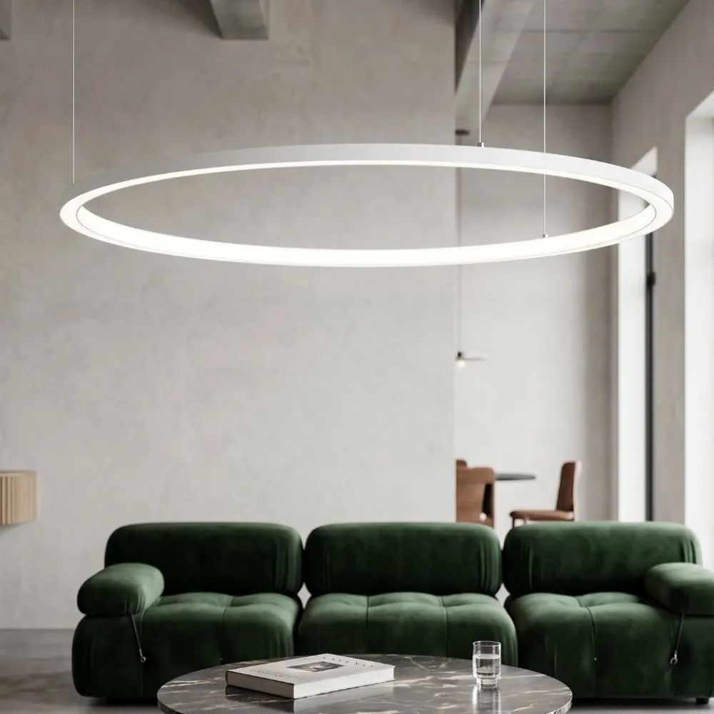 Lampadari Moderni-Selezionato da Mazzolaluce Lampadario cerchio bianco 60cm led sottile