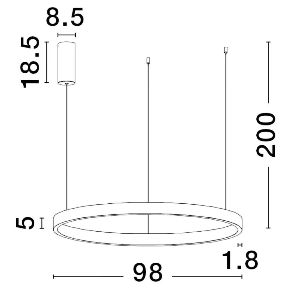 Lampadari Moderni-Selezionato da Mazzolaluce Lampadario cerchio bianco 98cm led biemissione 3000k dimmerabile