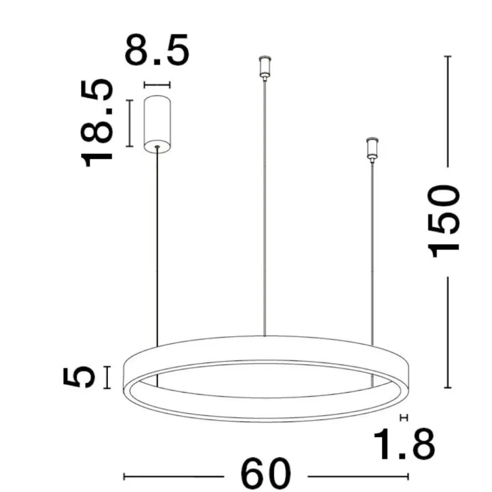 Lampadari Moderni-Selezionato da Mazzolaluce Lampadario cerchio bianco 60cm led biemissione 60w 3000k dimmerabile
