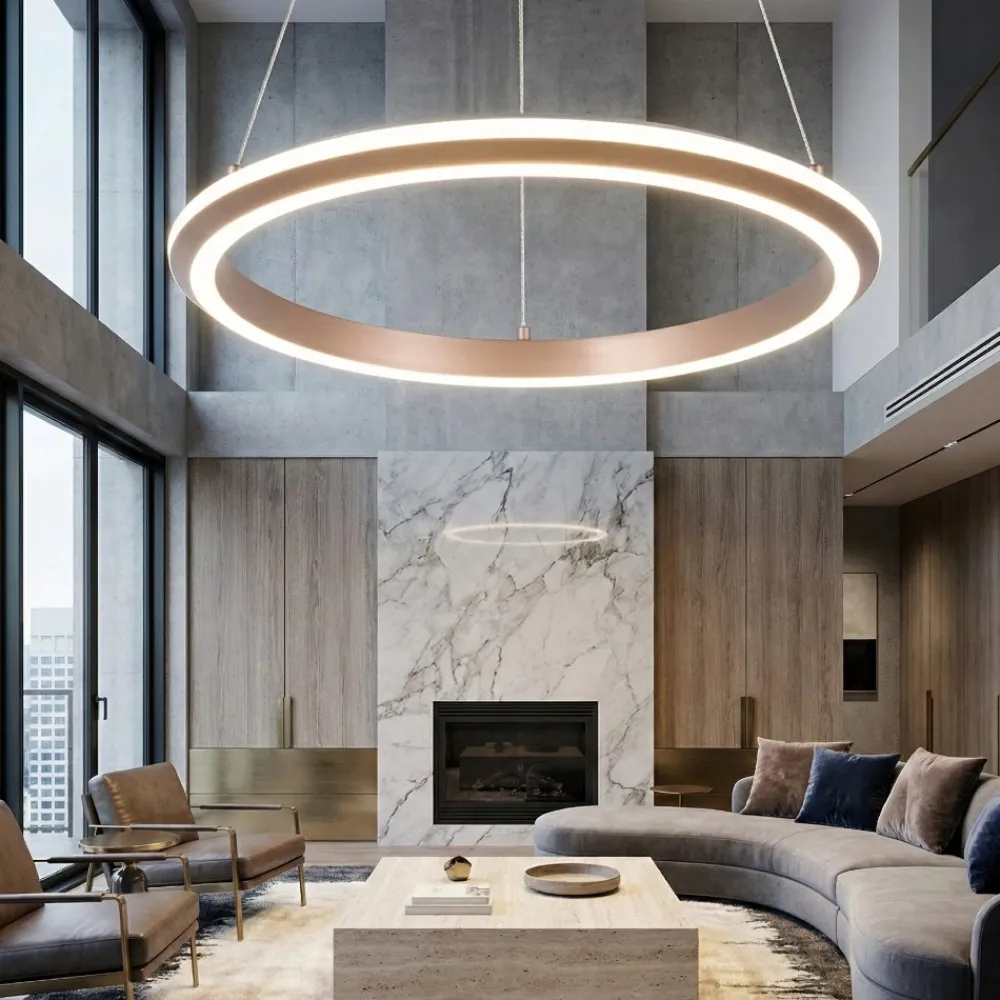 Lampadari Moderni-Selezionato da Mazzolaluce Lampadario cerchio caffe design moderno led 2300k-4000k dimmerabile