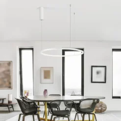 Lampadari Moderni-Selezionato da Mazzolaluce Lampadario cerchio 100cm bianco led dimmerabile