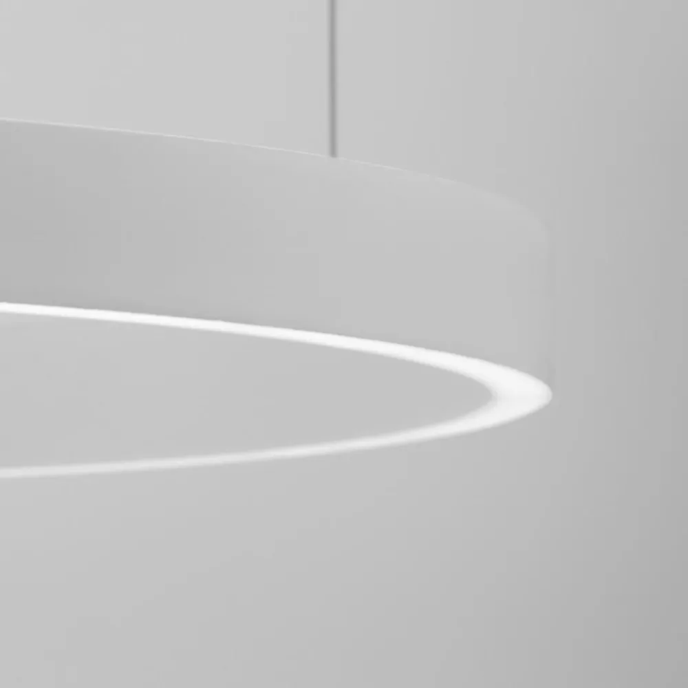 Lampadari Moderni-Selezionato da Mazzolaluce Lampadario cerchio 80cm bianco led biemissione 77w 3000k dimmerabile