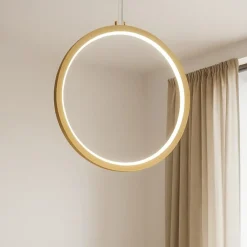 Lampadari Moderni-Selezionato da Mazzolaluce Lampadario cerchio 60cm dorato led 36w 3000k