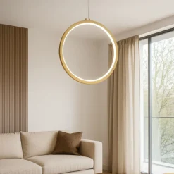 Lampadari Moderni-Selezionato da Mazzolaluce Lampadario cerchio 60cm dorato led 36w 3000k