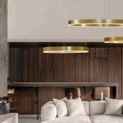 Lampadari Moderni-Selezionato da Mazzolaluce Lampadario cerchio 100 cm moderno oro led 60w 3000k dimmerabile