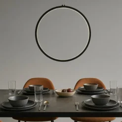 Lampadari Moderni-Selezionato da Mazzolaluce Lampadario cerchio 80cm nero led 48w 3000k