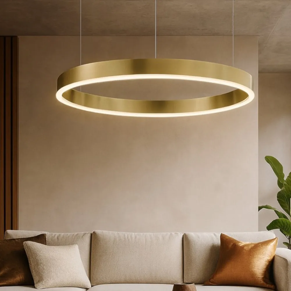 Lampadari Moderni-Selezionato da Mazzolaluce Lampadario cerchio 60cm oro led 50w 2700k a 6000k dimmerabile