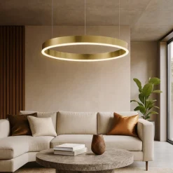 Lampadari Moderni-Selezionato da Mazzolaluce Lampadario cerchio 60cm oro led 50w 2700k a 6000k dimmerabile