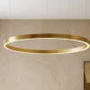 Lampadari Moderni-Selezionato da Mazzolaluce Lampadario cerchio 120cm oro led 72w 3000k dimmerabile
