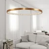 Lampadari Moderni-Selezionato da Mazzolaluce Lampadario cerchio 60cm oro led dimmerabile stile contemporaneo