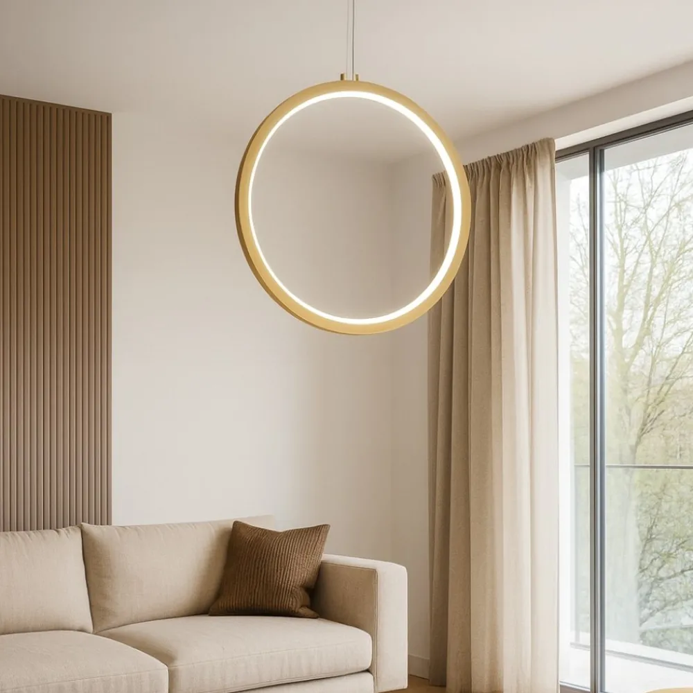 Lampadari Moderni-Selezionato da Mazzolaluce Lampadario cerchio dorato 40cm led 26w 3000k