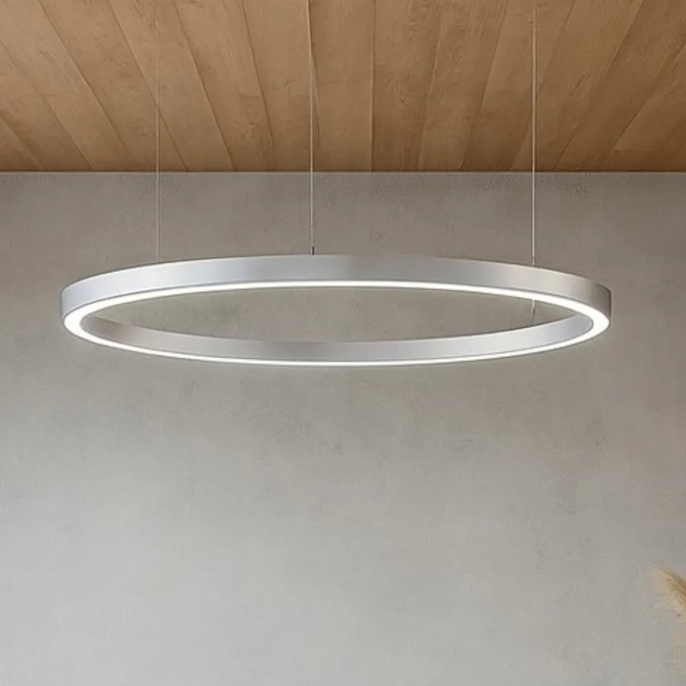 Lampadari Moderni-Selezionato da Mazzolaluce Lampadario cerchio grigio 98cm led biemissione 106w 3000k
