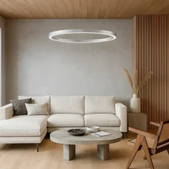 Lampadari Moderni-Selezionato da Mazzolaluce Lampadario cerchio grigio 98cm led biemissione 106w 3000k