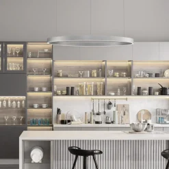 Lampadari Moderni-Selezionato da Mazzolaluce Lampadario cerchio grigio 98cm led biemissione 106w 3000k