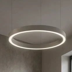 Lampadari Moderni-Selezionato da Mazzolaluce Lampadario cerchio grigio 60cm led biemissione 60w 3000k dimmerabile