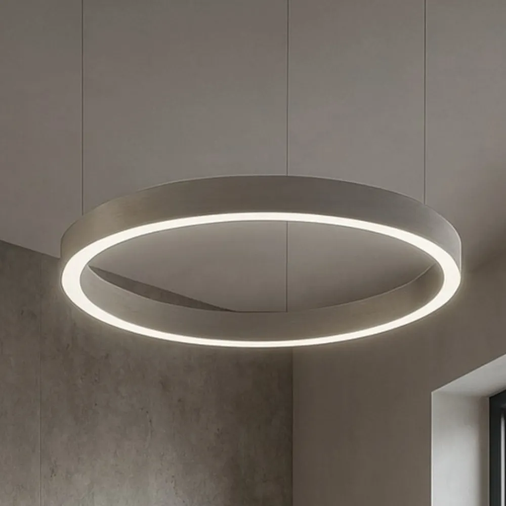 Lampadari Moderni-Selezionato da Mazzolaluce Lampadario cerchio grigio 60cm led biemissione 60w 3000k dimmerabile