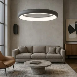 Lampadari Moderni-Selezionato da Mazzolaluce Lampadario cerchio grigio led 32w 3000k dimmerabile