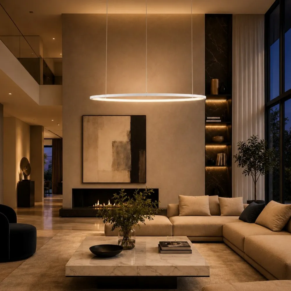 Lampadari Moderni-Selezionato da Mazzolaluce Lampadario cerchio led 80cm bianco dimmerabile