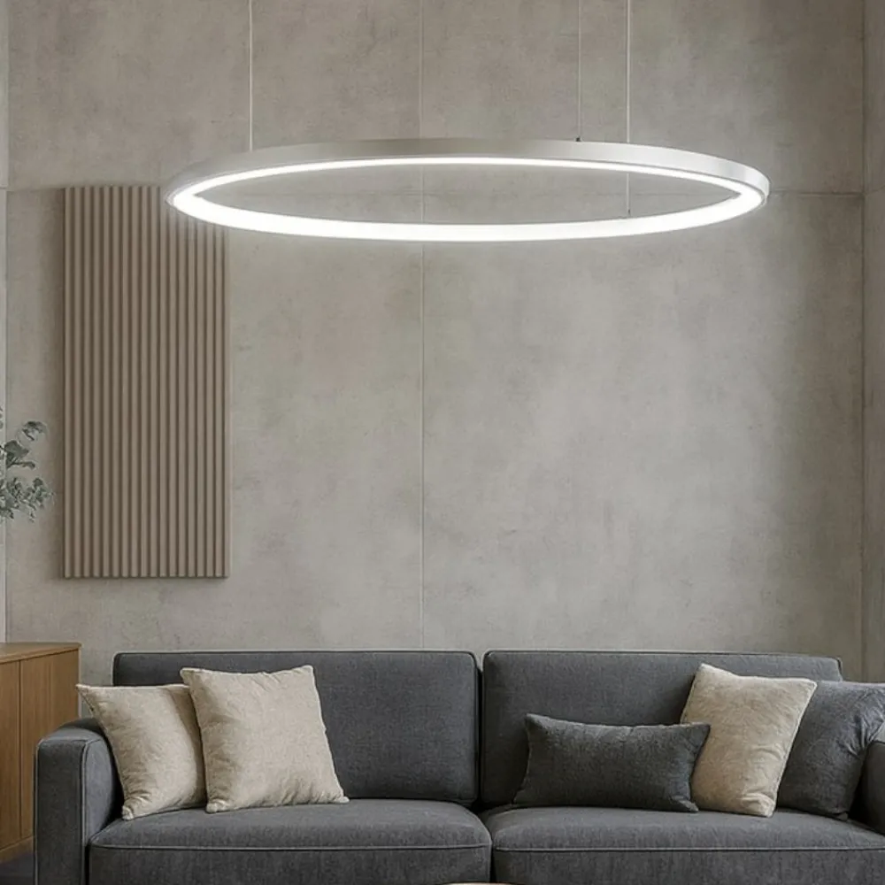 Lampadari Moderni-Selezionato da Mazzolaluce Lampadario cerchio led 60cm grigio champagne