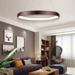 Lampadari Moderni-Selezionato da Mazzolaluce Lampadario cerchio led marrone 50w 3000k per soggiorno