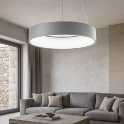 Lampadari Moderni-Selezionato da Mazzolaluce Lampadario cerchio led 56w 3000k 60cm grigio moderno