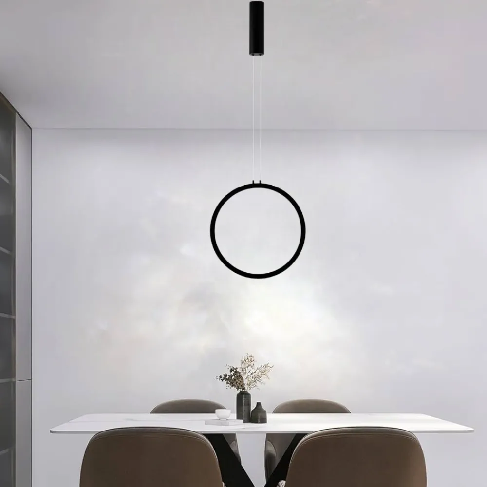 Lampadari Moderni-Selezionato da Mazzolaluce Lampadario cerchio moderno nero 40cm led 26w 3000k