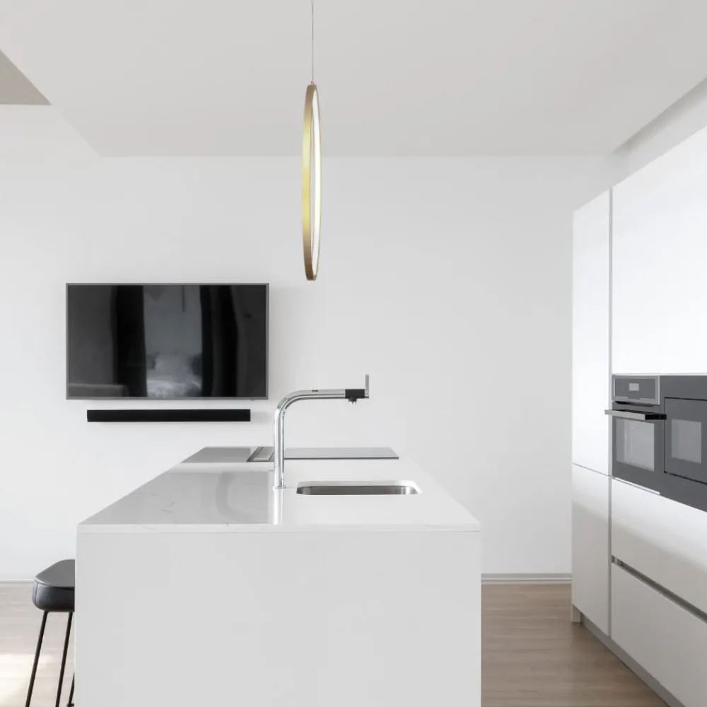 Lampadari Moderni-Selezionato da Mazzolaluce Lampadario cerchio moderno oro 80cm led 3000k