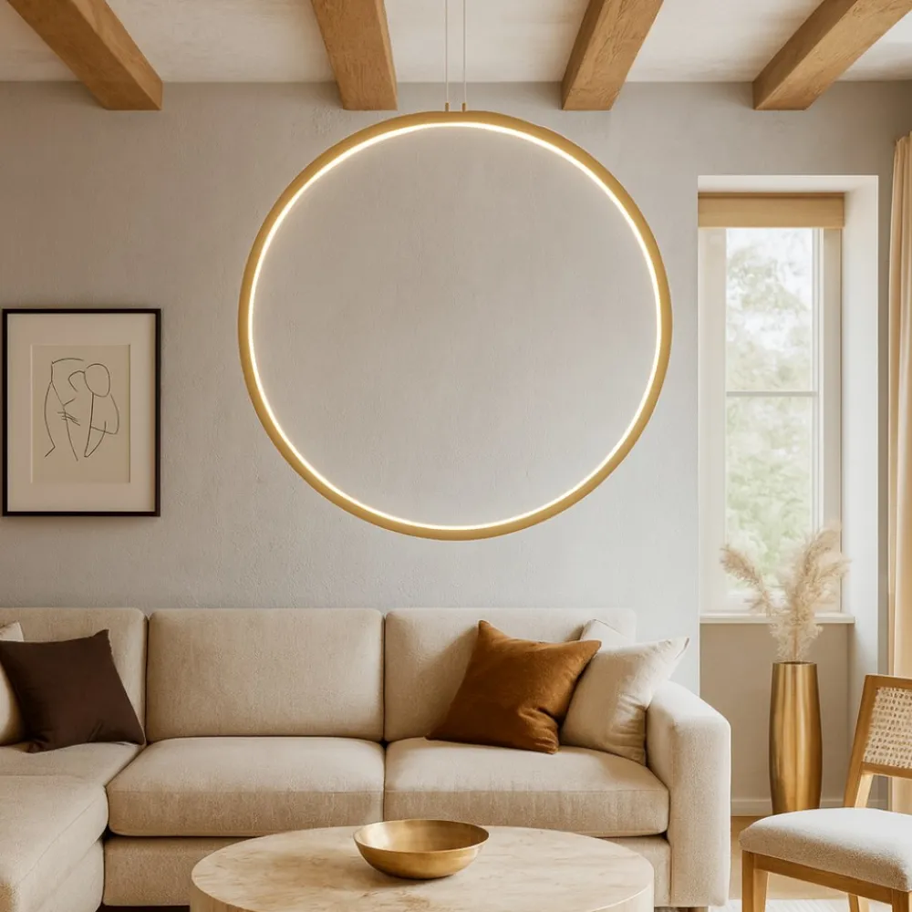 Lampadari Moderni-Selezionato da Mazzolaluce Lampadario cerchio moderno oro 80cm led 3000k