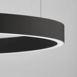Lampadari Moderni-Selezionato da Mazzolaluce Lampadario cerchio nero 80cm led biemissione 77w 3000k dimmerabile