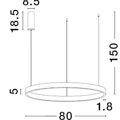 Lampadari Moderni-Selezionato da Mazzolaluce Lampadario cerchio nero 80cm led biemissione 77w 3000k dimmerabile