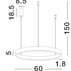 Lampadari Moderni-Selezionato da Mazzolaluce Lampadario cerchio nero 60cm led biemissione 60w 3000k dimmerabile