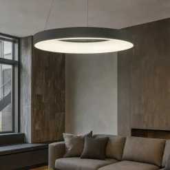 Lampadari Moderni-Selezionato da Mazzolaluce Lampadario cerchio nero 60cm moderno led 3000k dimmerabile