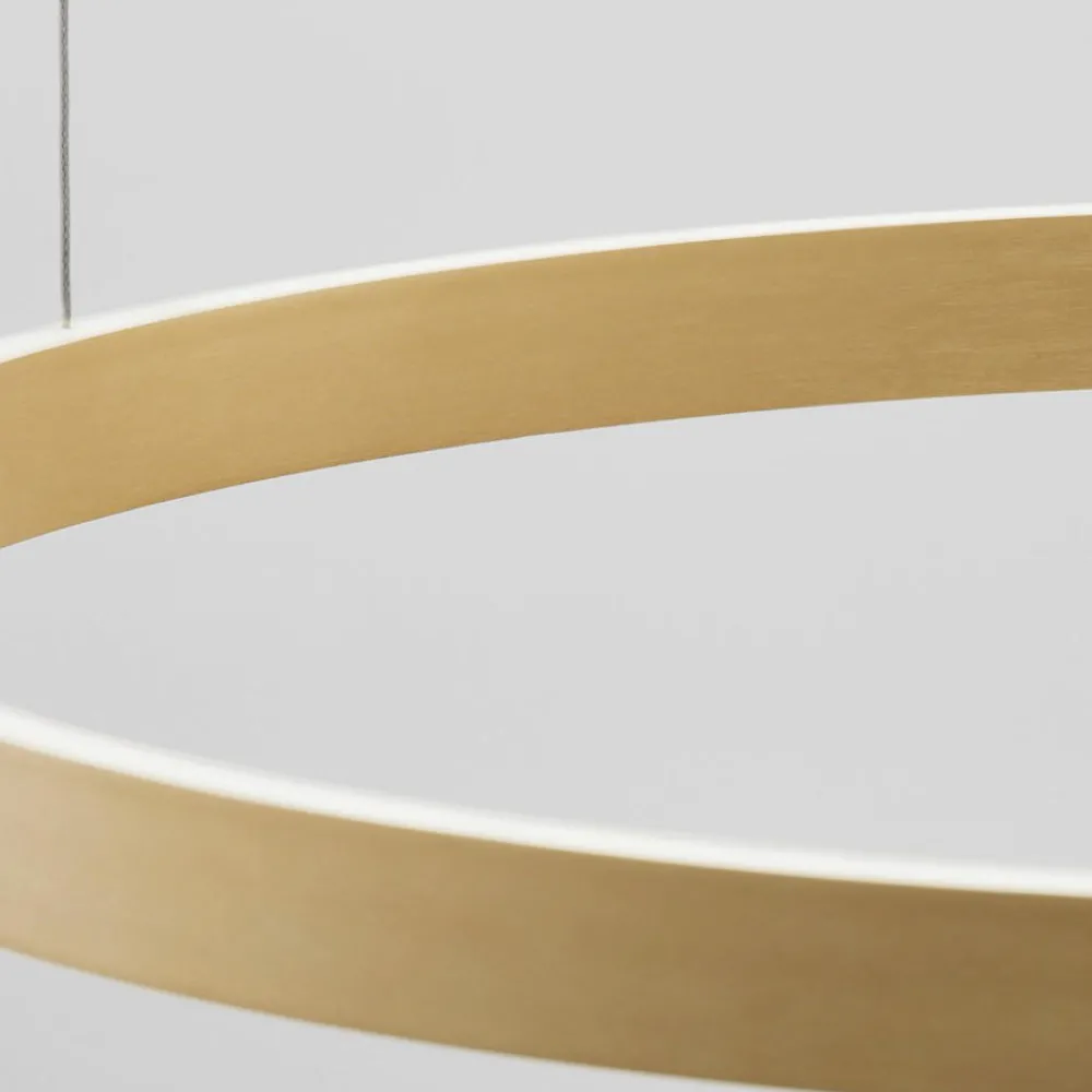 Lampadari Moderni-Selezionato da Mazzolaluce Lampadario cerchio oro 80cm led biemissione 77w 3000k dimmerabile