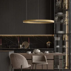 Lampadari Moderni-Selezionato da Mazzolaluce Lampadario cerchio oro 80cm led biemissione 77w 3000k dimmerabile