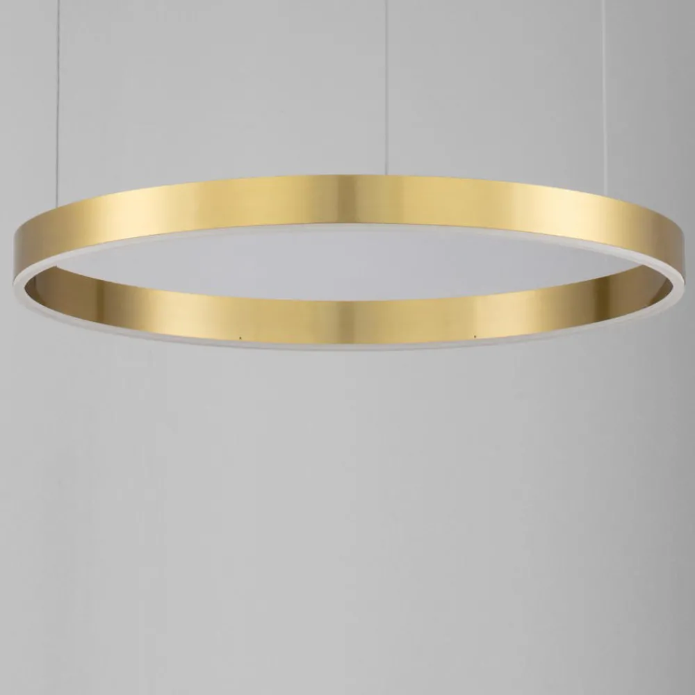 Lampadari Moderni-Selezionato da Mazzolaluce Lampadario cerchio oro 100cm led 60w da 2700k a 6000k dimmerabile