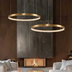 Lampadari Moderni-Selezionato da Mazzolaluce Lampadario cerchio oro moderno led 25w 3000k dimmerabile