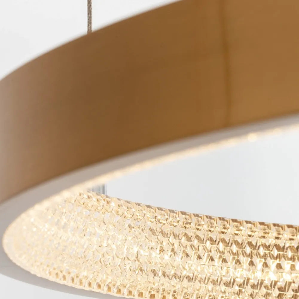 Lampadari Moderni-Selezionato da Mazzolaluce Lampadario 3 cerchi oro led per salone stile contemporaneo