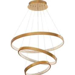 Lampadari Moderni-Selezionato da Mazzolaluce Lampadario 3 cerchi oro led per salone stile contemporaneo