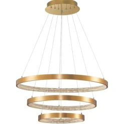 Lampadari Moderni-Selezionato da Mazzolaluce Lampadario 3 cerchi oro led per salone stile contemporaneo
