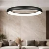 Lampadari Moderni-Selezionato da Mazzolaluce Lampadario cerchio sospensione nero 75cm per soggiorno led dimmerabile