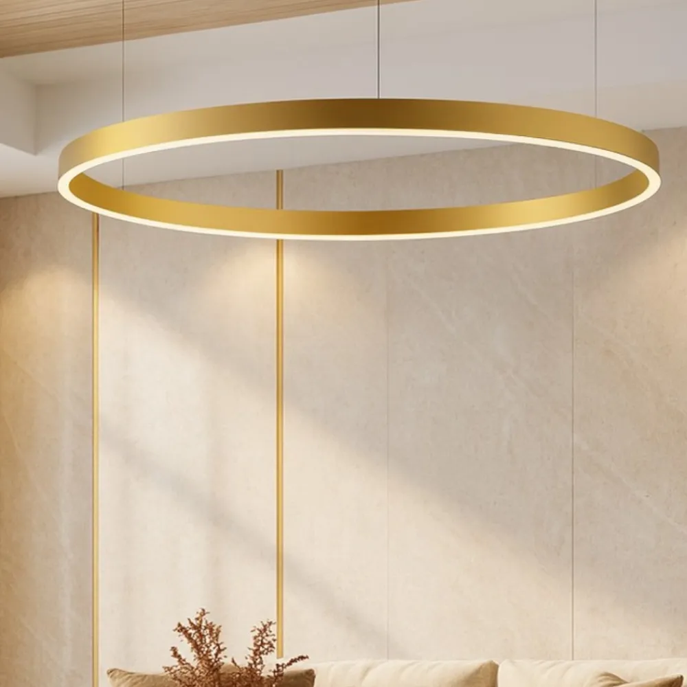 Lampadari Moderni-Selezionato da Mazzolaluce Lampadario cerchio xxl 150cm oro led 80w 3000k dimmerabile