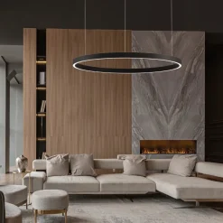 Lampadari Moderni-Selezionato da Mazzolaluce Lampadario cerchio xxl nero 98cm led biemissione 106w 3000k dimmerabile