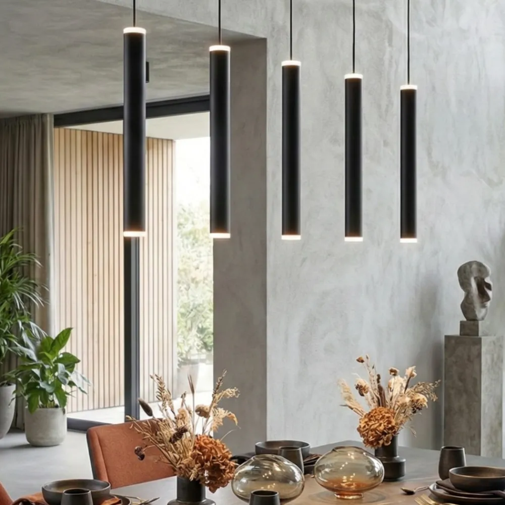 Lampadari Moderni-Fabas Luce Lampadario cilindri a sospensione nero prado
